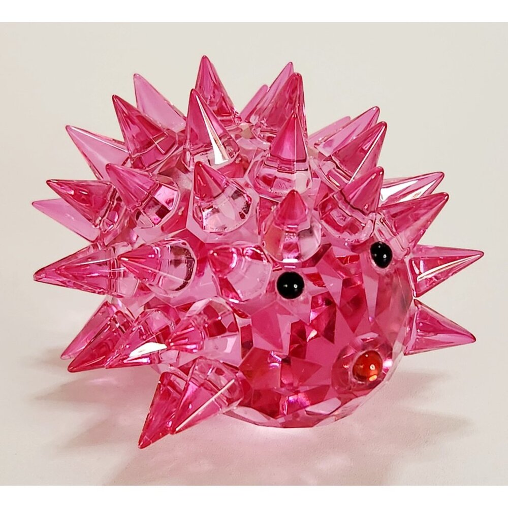 Hedgehog Porqupine Hot Pink Fuschia Crystal Glass Paperweight Figurine Gift 3"